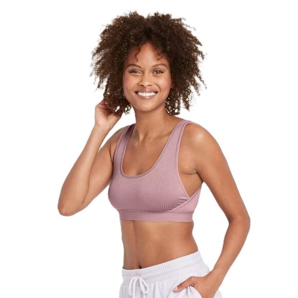 Auden Other - Auden Soft & Ribbed Texture Scoop & Unlined Orchid Pink Bralette Bra -- Size XS